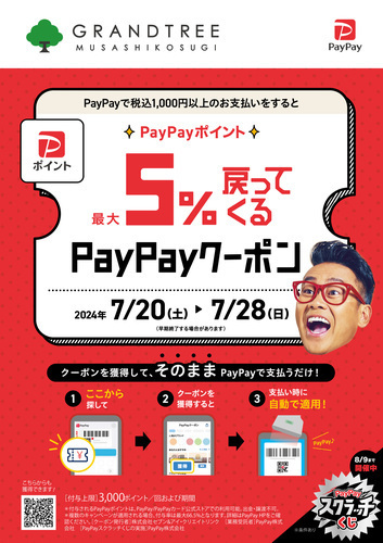 PayPayポイント最大5％戻って来るクーポンゲット！