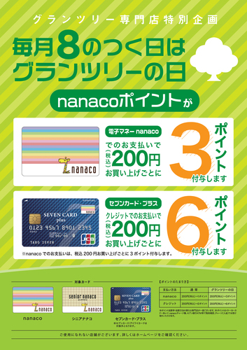 毎月8のつく日はグランツリーの日