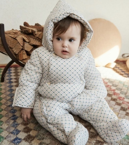 総柄フード付きパデットカバーオール