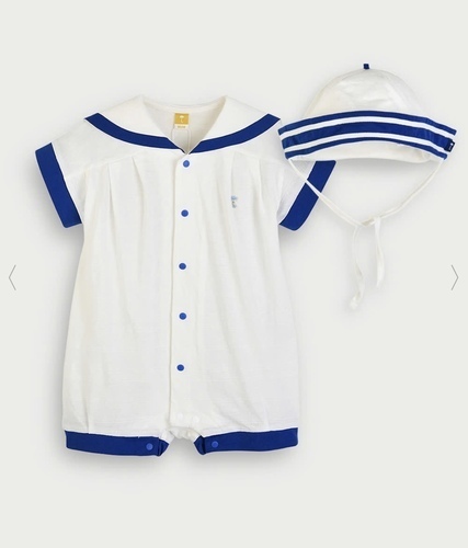 【2点セット】サマーマリン半袖カバーオール＆帽子