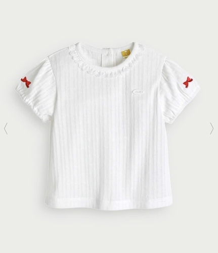 リボンステッチフリル付き半袖Tシャツ