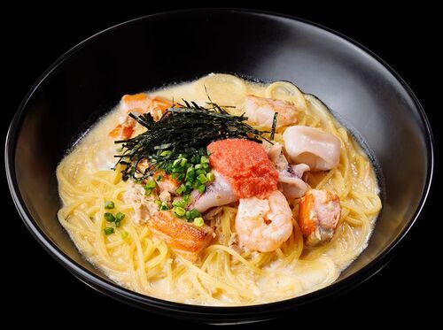明太子と魚介のすぱ